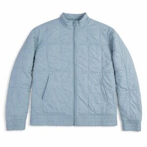 Allfenix Womens Quilted Cotton Zip Up Jacket Light Blue Size Medium